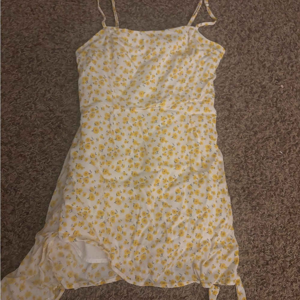 Yellow Floral Tie-Hem Cami Dress